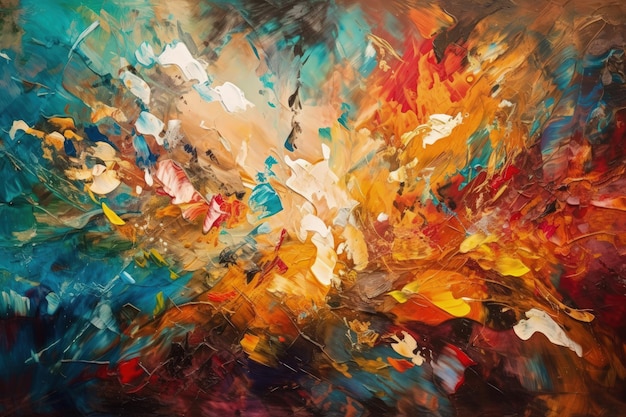 Een schilderij van een kleurrijke abstracte schilderij generatieve AI