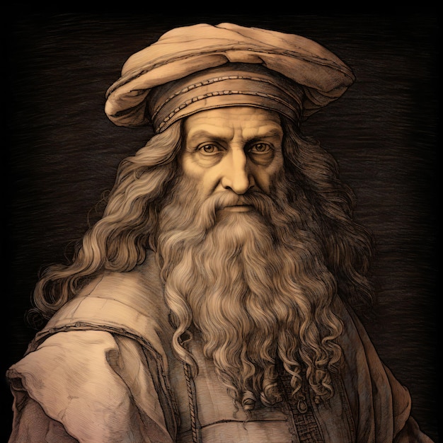een schilderij van een man met een lange baard