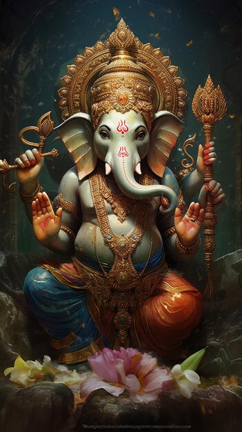 een schilderij van een olifant met de woorden god erop