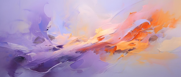 een schilderij van een paarse en oranje gekleurde hemel