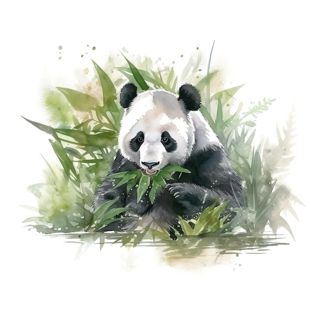 Een schilderij van een panda die bamboe eet, verlaat het generatieve AI-beeld