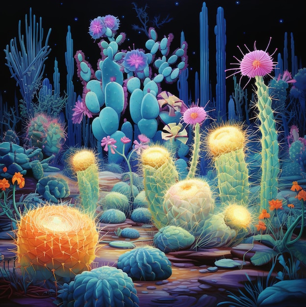 een schilderij van een plant met veel kleuren en de woorden "zeeleven".