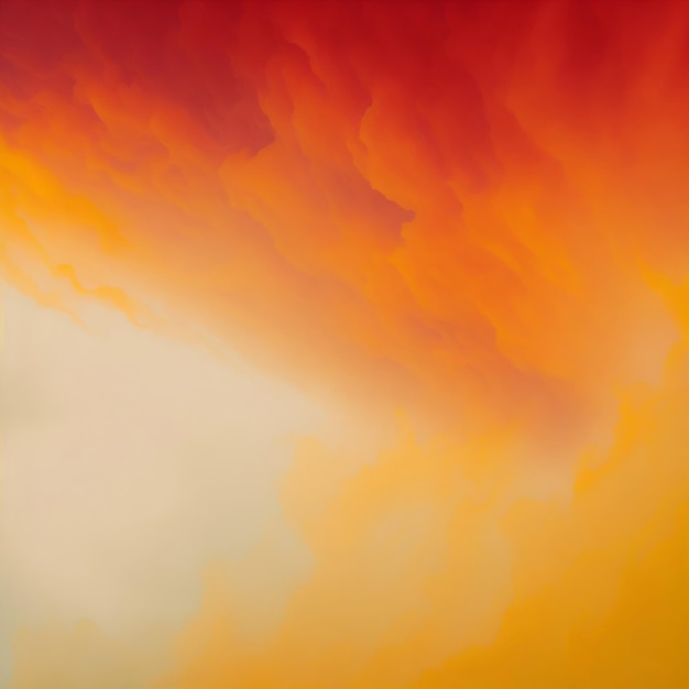 Een schilderij van een rode en gele lucht met een witte wolk in het midden.