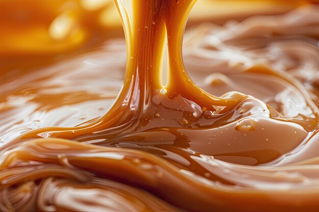 Foto een schilderij van een spetter chocolade met de woorden karamel erop