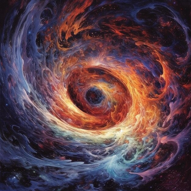 Een schilderij van een spiraal in het midden van een melkweg generatieve ai