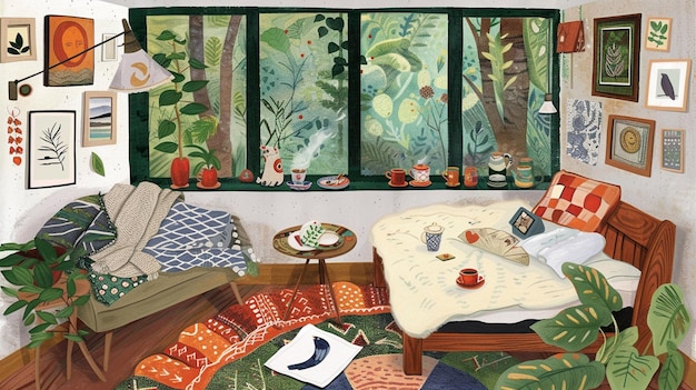 een schilderij van een tafel met een tafellak en een boek genaamd de de