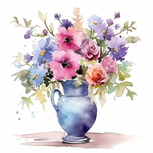 Foto een schilderij van een vaas met bloemen is getiteld 