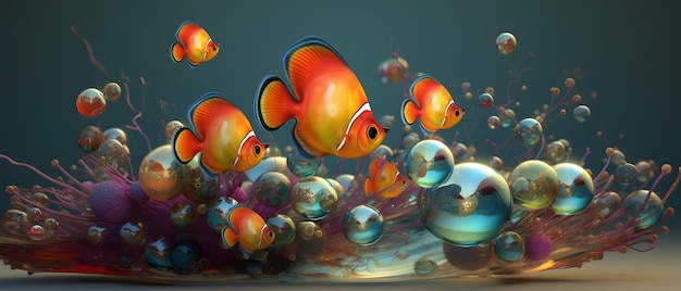 Foto een schilderij van een vis met het woord vis erop