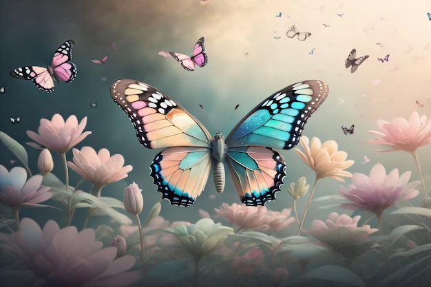 Een schilderij van een vlinder met het woord vlinder erop