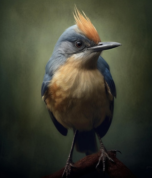 een schilderij van een vogel met een groene achtergrond