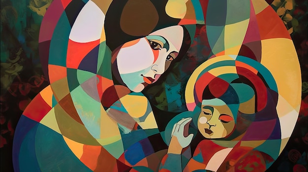 Een schilderij van een vrouw en een kind.