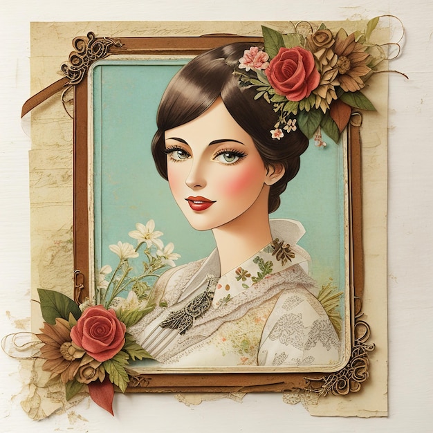 Een schilderij van een vrouw met een bloem in haar haar