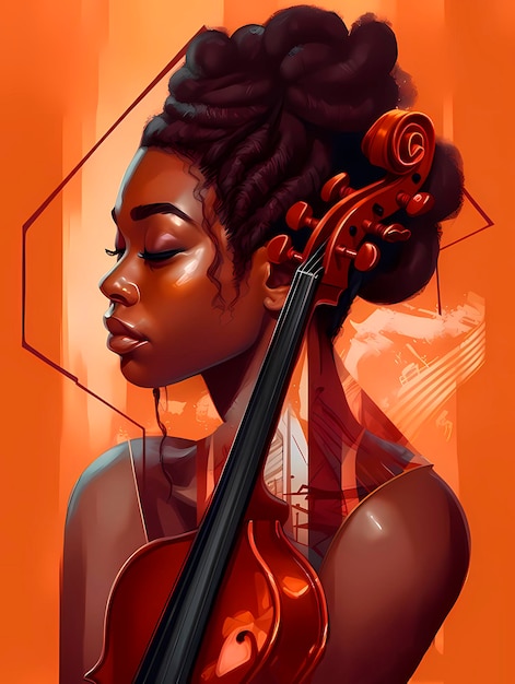 Een schilderij van een vrouw met een viool vectorkunst AI genereerde AI generativ