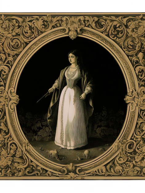 Foto een schilderij van een vrouw met een zwaard in haar hand