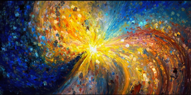 Een schilderij van een zonnestraal met het woord licht erop.