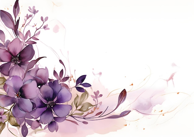 een schilderij van paarse bloemen op een witte achtergrond Abstract Violet gebladerte achtergrond met negatief
