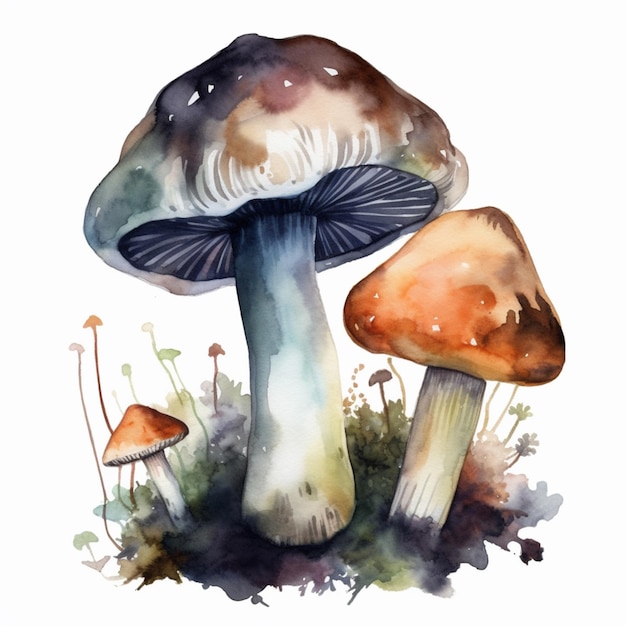 Een schilderij van paddenstoelen met het woord paddenstoel erop