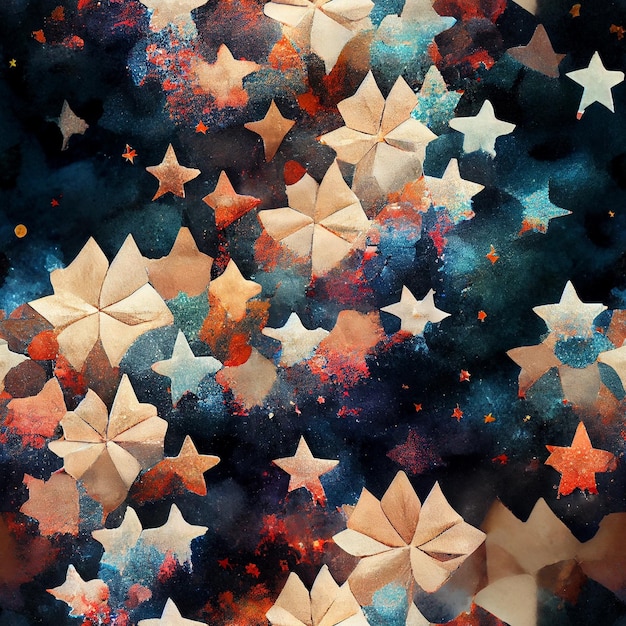 Een schilderij van sterren met het woord sterren erop