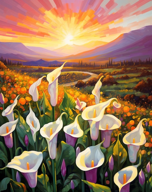 een schilderij van tulpen door persoon.