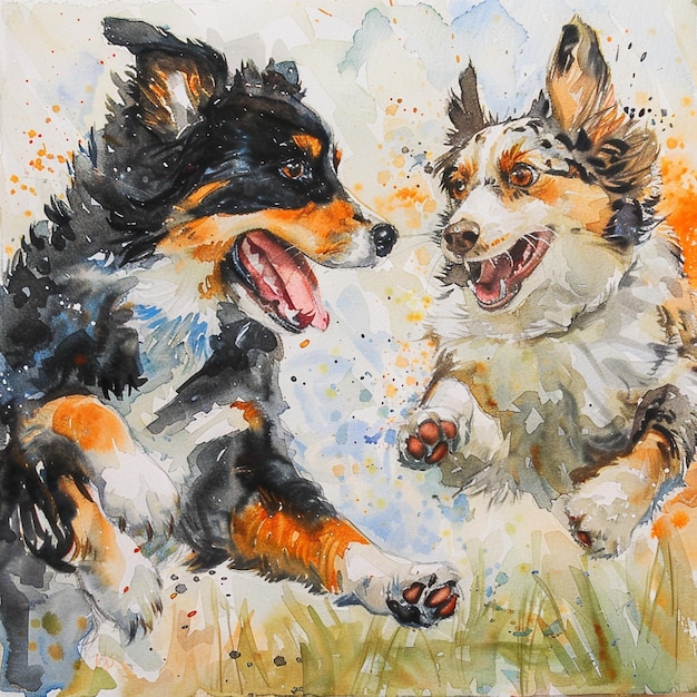 een schilderij van twee honden waarbij de ene dom is en de andere de andere toont