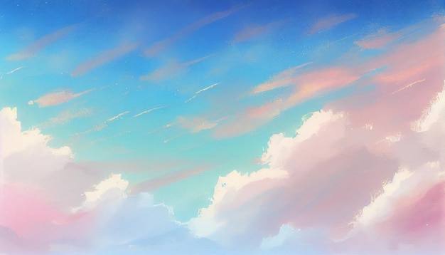 Een schilderij van wolken en de lucht