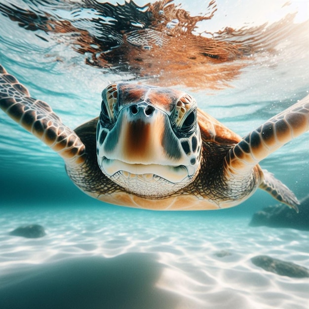 een schildpad in de zee