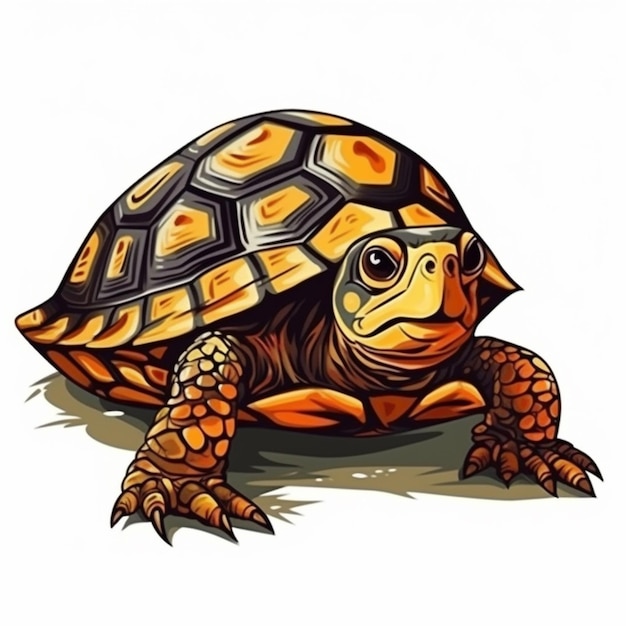 Een schildpad met een geel schild erop