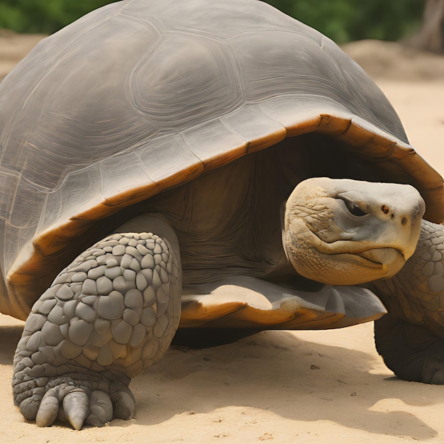 een schildpad met een gezicht dat schildpad zegt