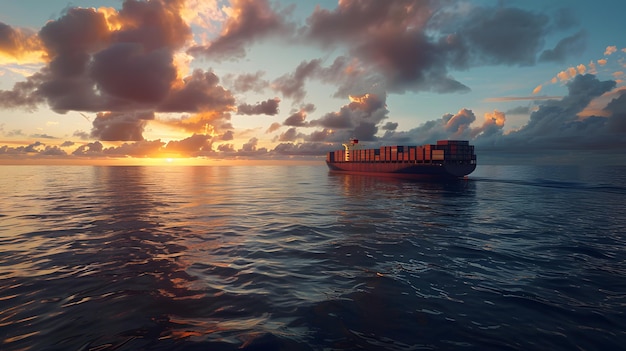 Een schip voor het vervoer van vrachtcontainers in de dokken van een vrachthaven