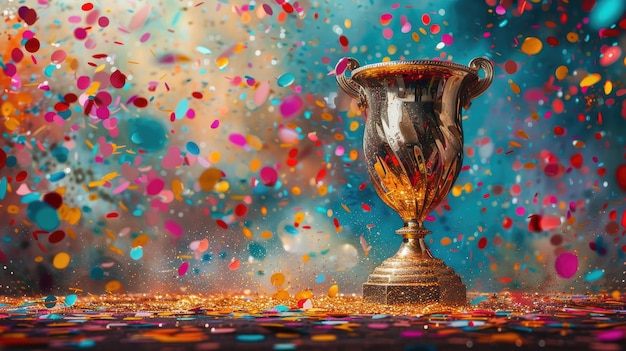 Een schitterende gouden trofee beker voor winnaars Generative Ai