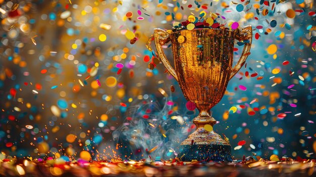 Een schitterende gouden trofee beker voor winnaars Generative Ai