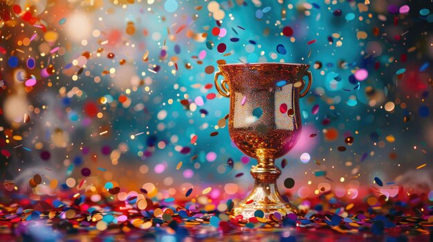 Een schitterende gouden trofee beker voor winnaars Generative Ai