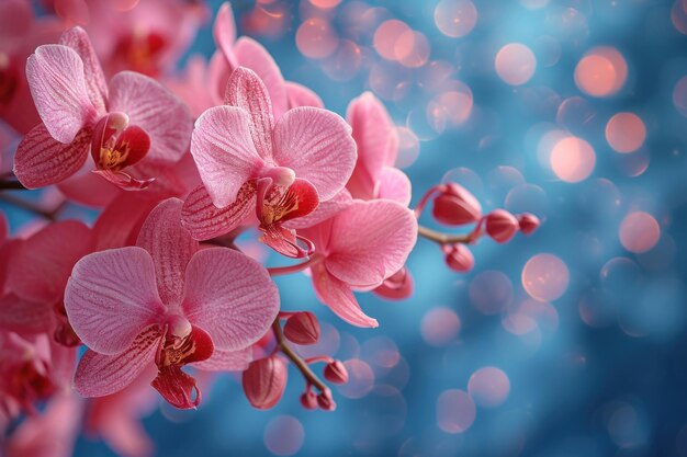 Foto een schitterende orchidee in roze tinten met een spectaculaire bokeh.