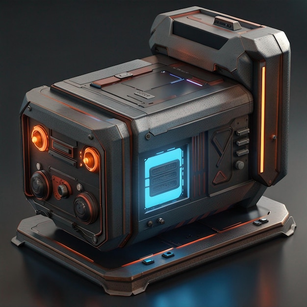 Een sci-fi box 3D model concept art