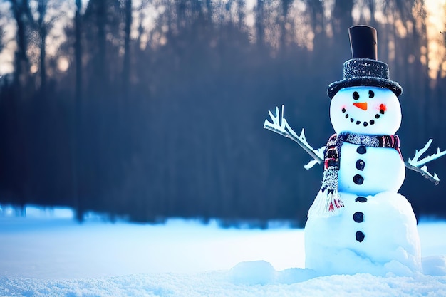 Een seizoensgroet van een glimlachende sneeuwman Generatieve AIxA