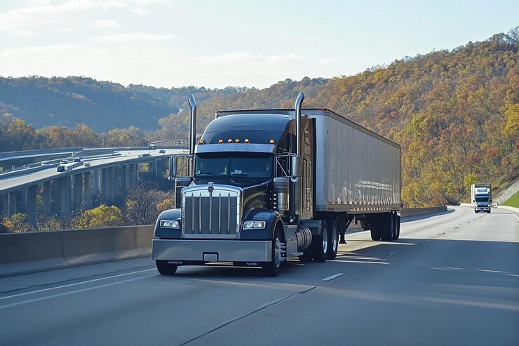 Foto een semi-truck met het woord cabine aan de voorkant