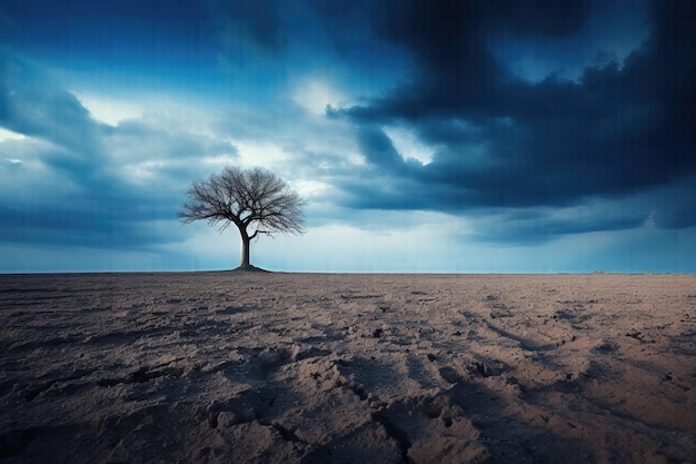 Een serene en uitgestrekte foto met een boeiend lang landschap bij helder leeg weer