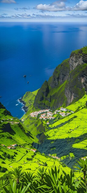 Een serene groene heuvel met uitzicht op een rustig waterlichaam