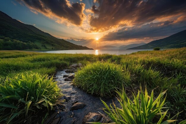 Foto een serene weerspiegeling van de schoonheid van de natuur in een schilderachtige wildernis