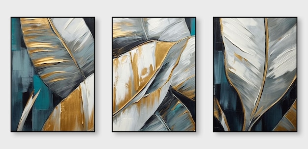 Een set abstracte kunstafdrukken Moderne creatieve abstracte kunstwerken gouden kleurendruk