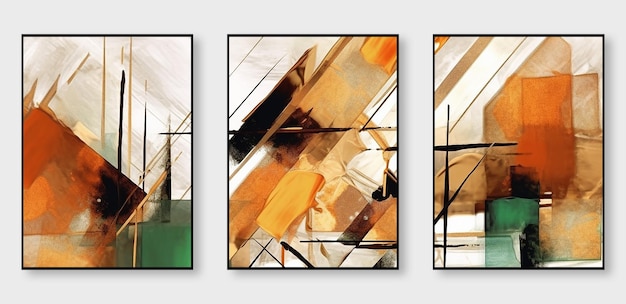 Een set abstracte kunstafdrukken Moderne creatieve abstracte kunstwerken gouden kleurendruk