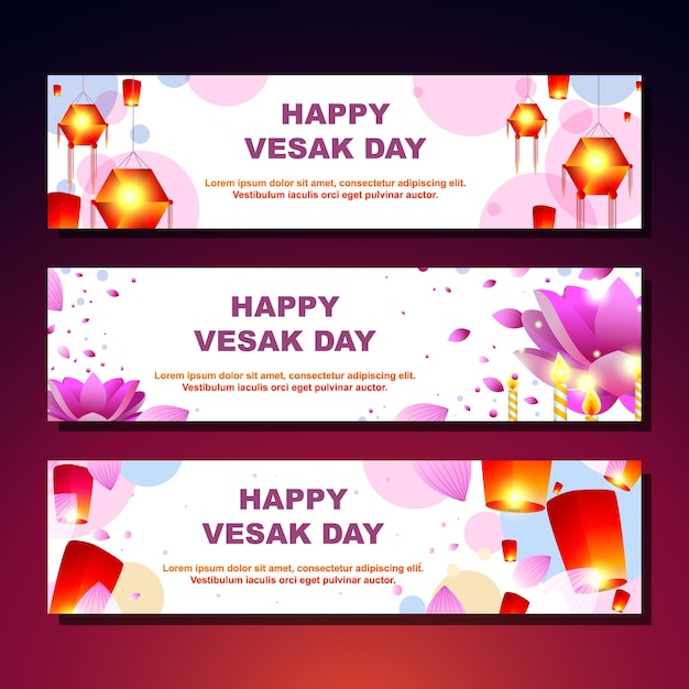 een set banners voor een dag die zegt gelukkige dag