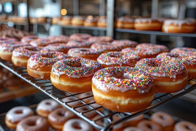 Een set donuts op de plank Nationale Donut Dag