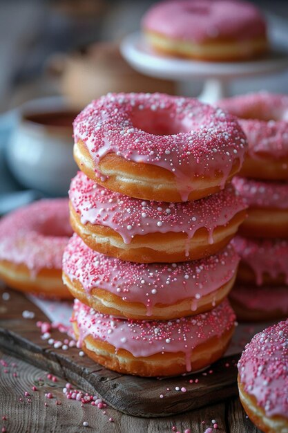 Foto een set donuts op een tafel nationale donutdag