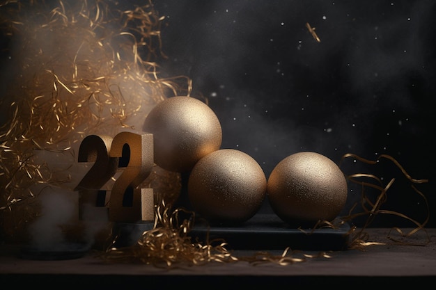 Een set gouden ballen met de nummers 22 en 22 erop