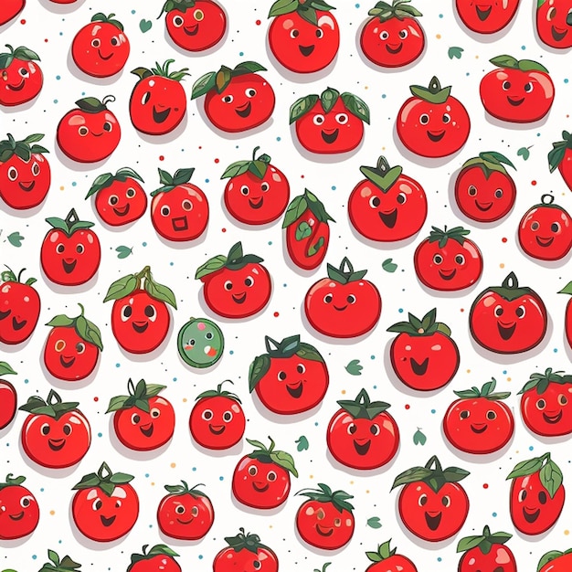 een set kawaii-tomaatontwerpen Generatieve AI