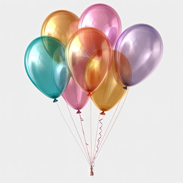 een set kleurrijke ballonnen op een transparante achtergrond