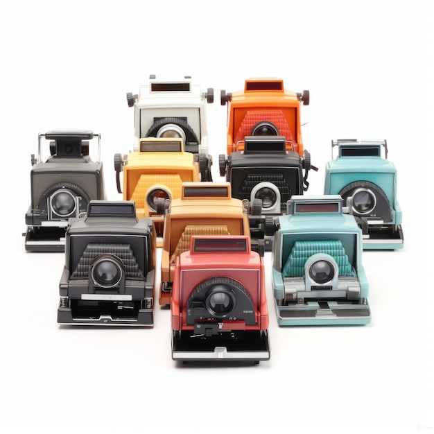 Een set kleurrijke Polaroid-camera's