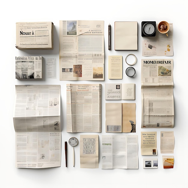 Foto een set papier met verschil ontwerptype textuur op witte achtergrond verschillende grootte kleurrijk