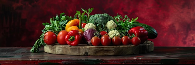 Foto een set sappige groenten die op de tafel liggen een commerciële foto met een plaats voor tekst een banner